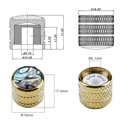 Vacuum Gold Bass Guitar Knobs Abalone Shell Dome Metal Guitar Volume Tone Knobs Electric Guitar Parts for Feder Strat ST Telecaster Tele Jazz Les Paul 2Pcs image 7