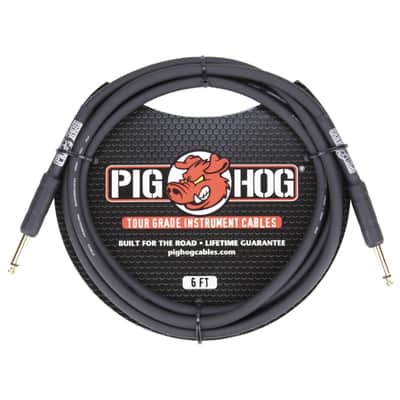 New - Pig Hog PH6  8mm 1/4 Straight Instrument Guitar Cord 6 Feet Patch Cable Black image 2