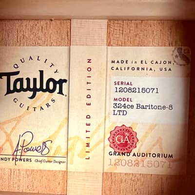 Taylor 324ce Baritone-8 LTD Limited Edition 8-String image 11