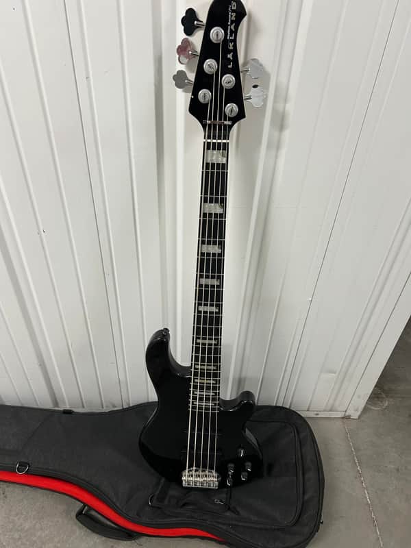 Lakland 55-02 custom black 5 string bass guitar great shape. image 1