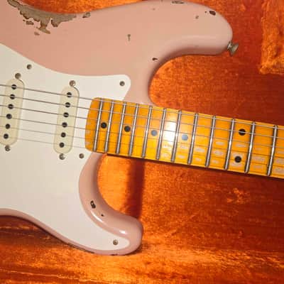 2021 Fender Custom Shop LE '56 Stratocaster Heavy Relic - Faded Shell Pink over 2-tone Sunburst image 6