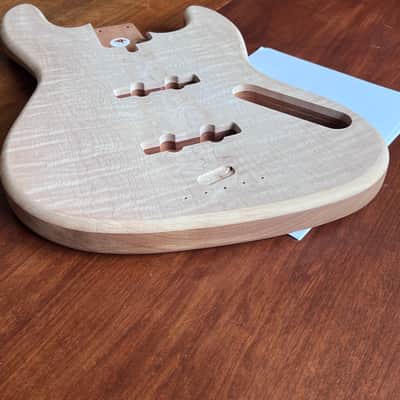 High End Offset Bass Body – Unfinished THICK Curly Maple Top, Solid ONE piece Mahogany Back, Front Routed NOS- limited luthier supply R4 image 15