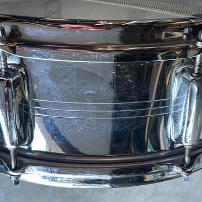 Slingerland No. 130 Gene Krupa Sound King 5x14" 8-Lug Chrome Over Brass Snare Drum with Vintage Case 1960s image 6
