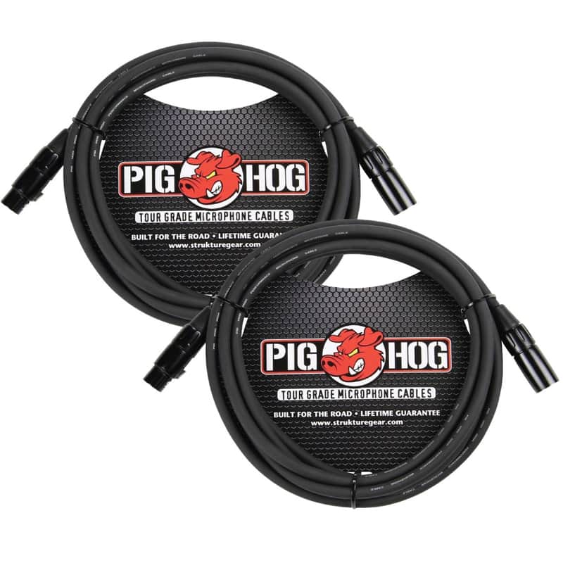 2 Pack PIG Hog PHM15 8mm microphone cable, XLR 15FT - New image 1