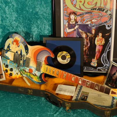 Vintage Gibson 1965 SG Standard Hand Painted Fool with autographed Eric Clapton Cream record usa 60s image 2