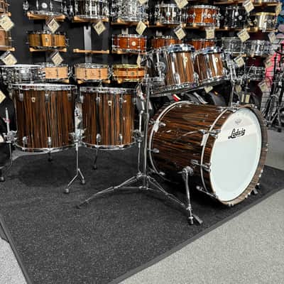 ~RARE!~ Ludwig Classic Maple 6-Piece 8/10/12/14/16/22 Drum Kit Set in Exotic Macassar Ebony Lacquer with SKB Soft Cases (Rm 4) image 7