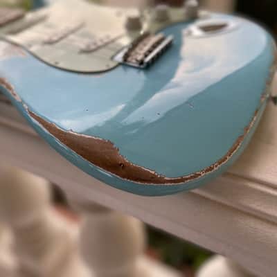 MJT Stratocaster Hardtail with Fender Jimi Hendrix Neck “Daphne Blue Heavy Relic” image 13