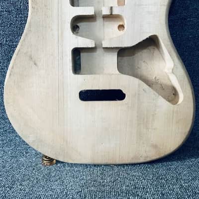 Strat Style Electric Guitar Body in Black, Solid Basswood image 7