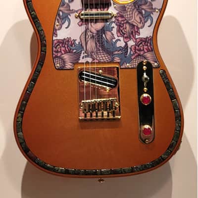 CUSTOM DESIGNED & CRAFTED COPPER METALLIC TELE STYLE WITH KOI TATTOO PG & DRAGON BLOOD JASPER STONES- SERIAL #071 -2025 - "B" STOCK image 7