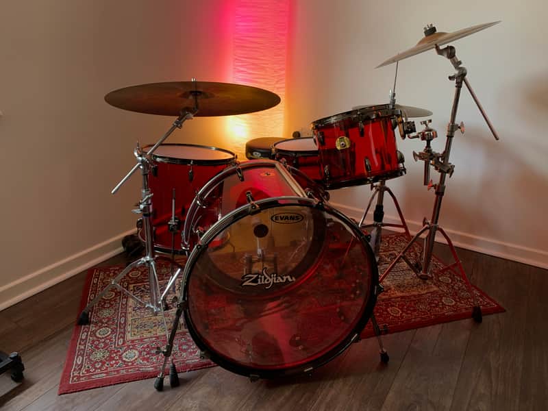 Peace Echoplasma - 5pc Acrylic Drum Kit wine red WITH Yamaha Hardware, Stool & Zildjian Cymbals image 1