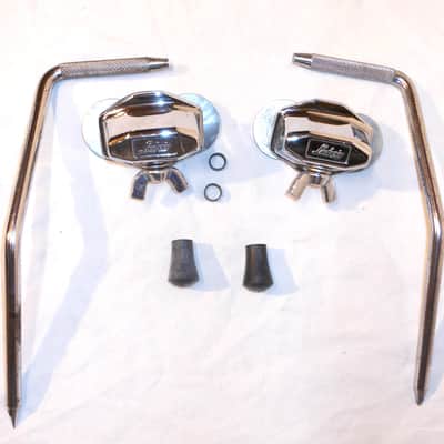 PAIR Ludwig Vintage 1965 Folding Bass Drum Spurs & Mounting Brackets image 5