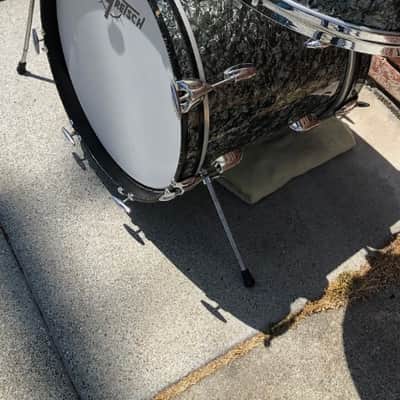 RARE! Gretsch 18” Round Badge Drum Set Black Diamond Pearl 3 Piece Drum Kit image 2