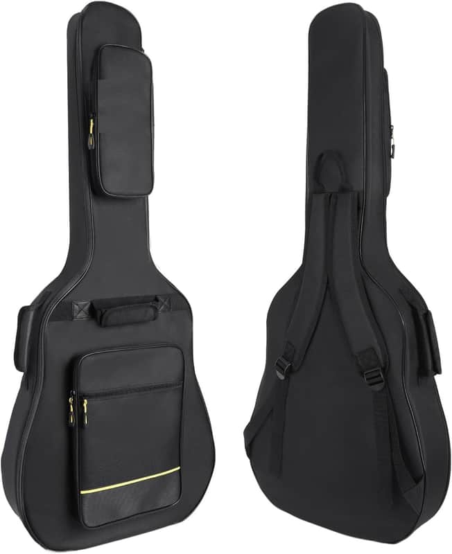 40/41/42 Inch Acoustic Guitar Bag, 0.35” Thick Padding, 600D Waterproof Nylon, 3 Pockets, Soft Classical Guitar Backpack Travel Case Gig Bag with Neck Fixed Strap & Back Hanger Loop, Black image 1