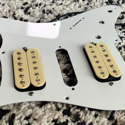 Warmoth HSH Pickguard with 916 Pickups USA PAF Clones - Double Light Butyrate Cream image 7
