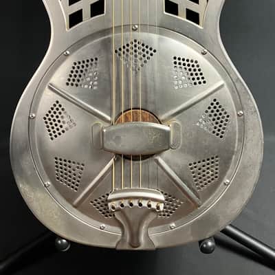 Republic Highway 61 Standard Cutaway Steel Body Resonator Guitar Antique Steel image 2