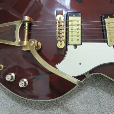 Vintage 1960s Teisco MIJ Ventura Hollow Body Electric Guitar 335 Wine Red Clean Gretsch Gibson Clone image 3