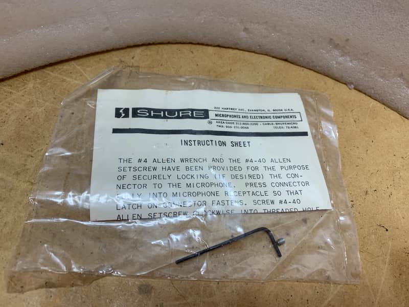 SHURE SM57 UNIDYNE lll STRUCTION SHEET+ WRENCH- VINTAGE! NOS! MAKE OFFER!! image 1