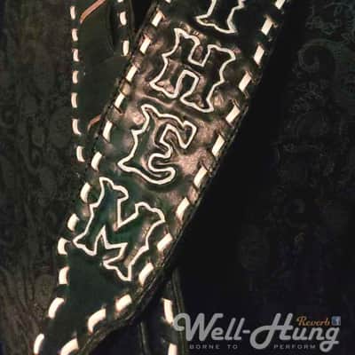 Well-Hung "MAYHEM" 3" padded leather guitar strap hand-tooled/dyed image 5