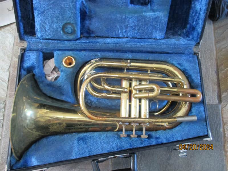Bach 1106 brand Marching Baritone Horn with case and mouthpiece, Made in USA image 1