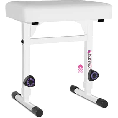 Liquid Stands Adjustable Piano Bench White Keyboard Bench Seat - Padded Cushion Stool (PU Leather) image 1