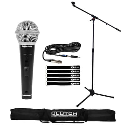 Microphone Boom Stand Clip Holder Foldable Tripod Clutch w Carry Bag + Vocal Mic image 1