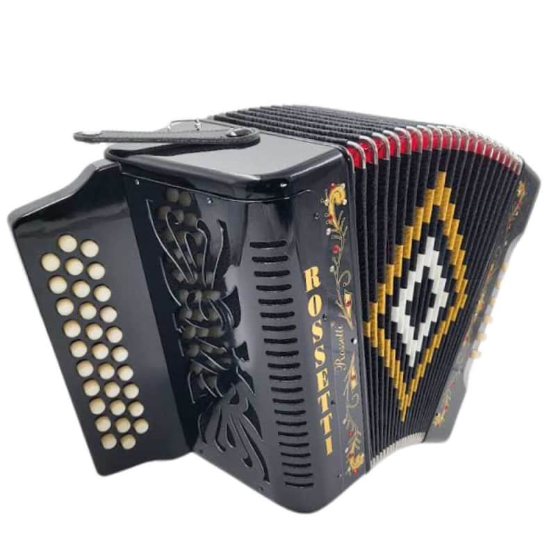 Rossetti 31-Button Diatonic Accordion 12 Bass FBE Black – 3112-FBE-BK image 1
