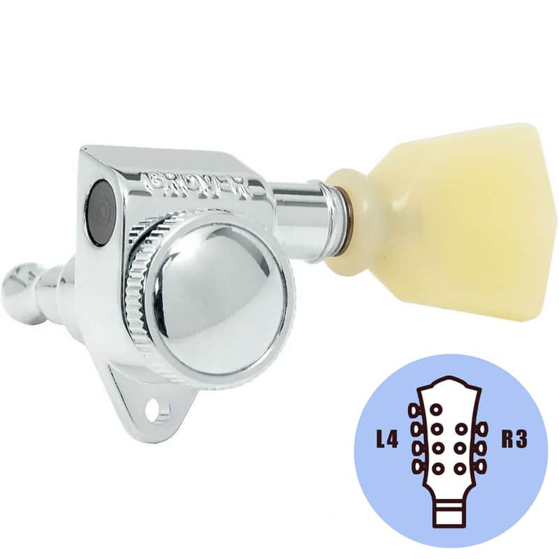 NEW Grover 502 LOCKING 7-String Tuners L4+R3 Keystone Buttons 4x3 - CHROME image 1