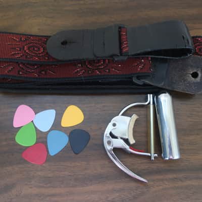 Quick I Have A Gig Next Week 1 Guitar Strap 5 Picks Ernie Ball Slide & Capo image 2