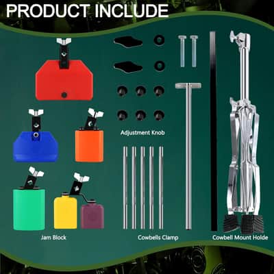Jam Block Set Jam Block Percussion Stand Triangular Double Brace Design Plastic Cowbell Stand, with Plastic Jam Blcok Set for Professional Band Beginners and Adults image 3