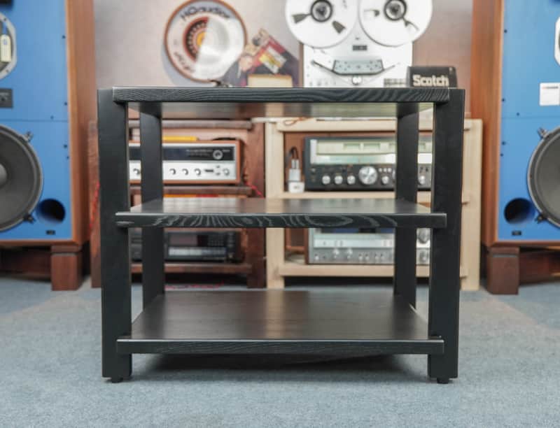 Black Audio Rack – Solid Wood 3-Tier Hi-Fi Rack – 5-Year Warranty image 1