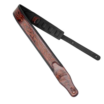 Walker and Williams GB-133 Bourbon Brown Padded Strap with Native American Feather Design image 5