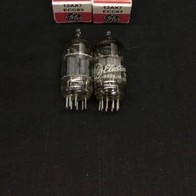 MATCHED PAIR GE 12AX7 ECC83 Fat Grey Plate O Getter Vintage VACUUM TUBES 8.9490 image 1