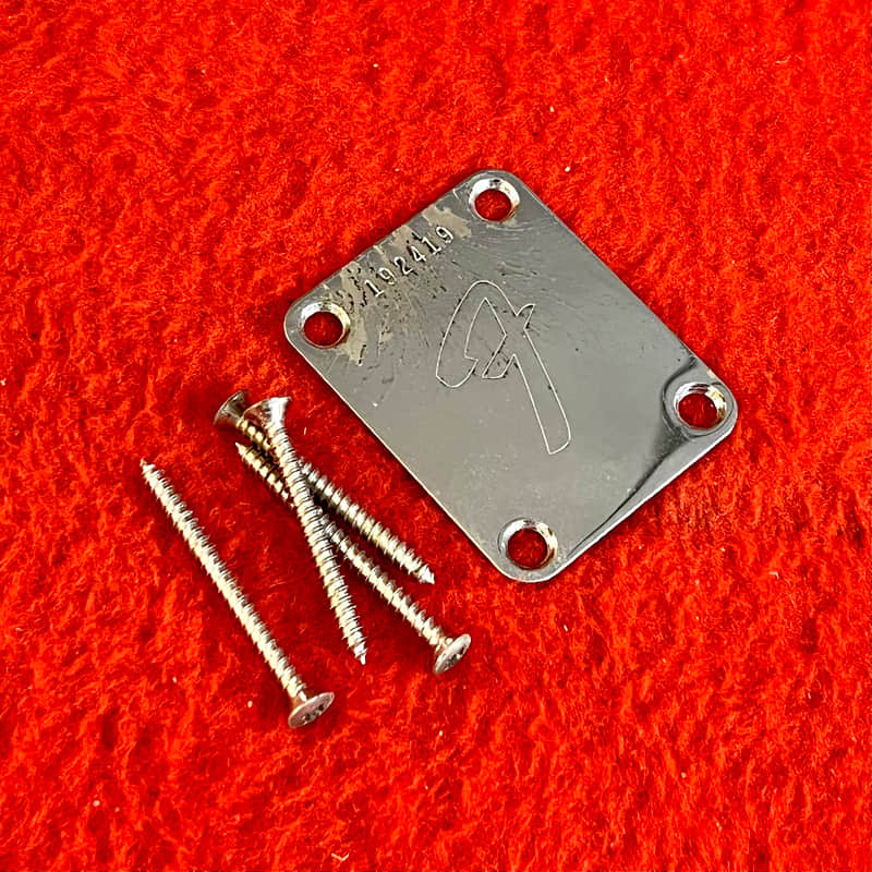 Fender Stratocaster neck plate 1966 - Chrome 4 bolt original vintage USA telecaster precision Jazz bass jazzmaster image 1