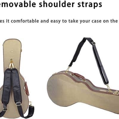 Crossrock Deluxe Wood Hard F-style Mandolin Hard Case with Fabric Shell, Vintage Canvas Look, Tweed image 5