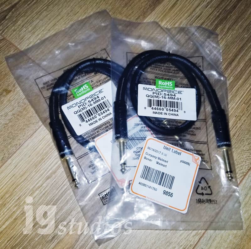 Monoprice  1' TS Patch Cables - Pair image 1