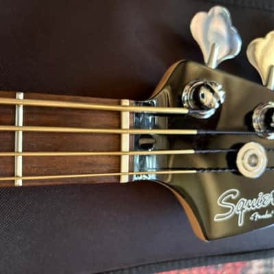 2015 Squier by Fender Mikey Way Signature Mustang Bass - Large Flake Silver Sparkle image 17
