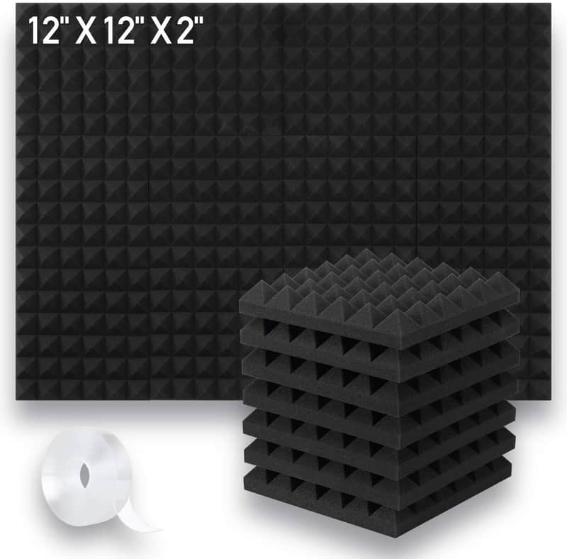 12 Pack Acoustic Foam Panels, Upgraded High Density of 30 kg/m3 2" X 12" X 12" Soundproof Foam Noise image 1