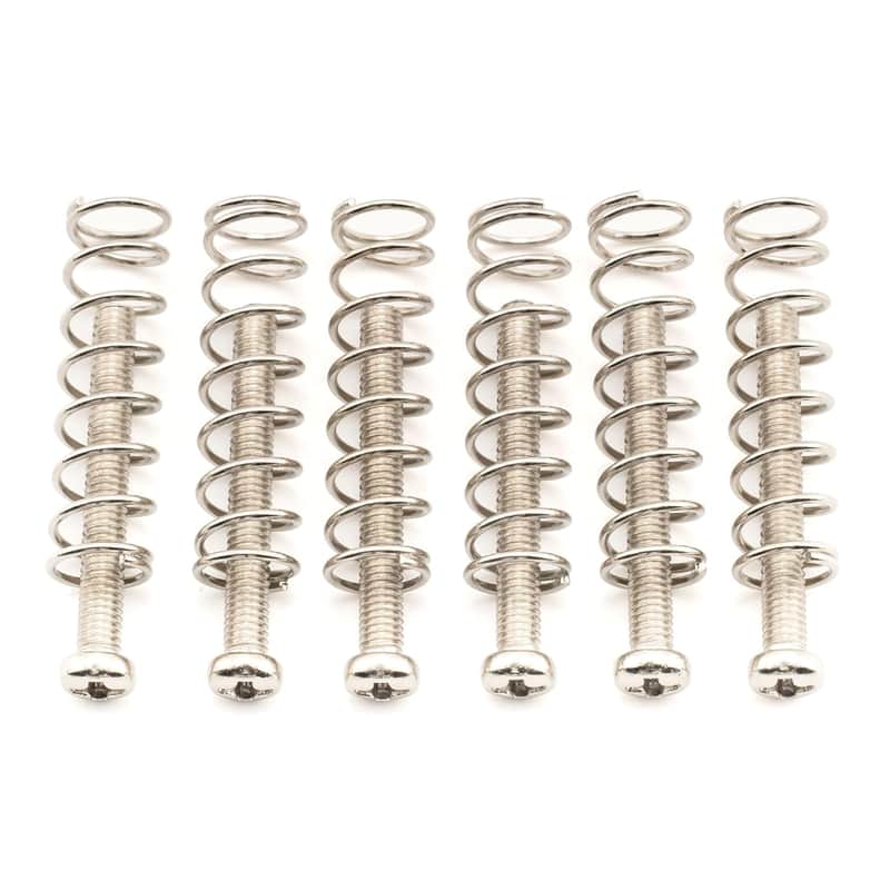 25mm Pan Head Humbucker Pickup Mounting Screws and Steel Springs Set for Import Electric Guitar, Nickel (Set of 6) image 1
