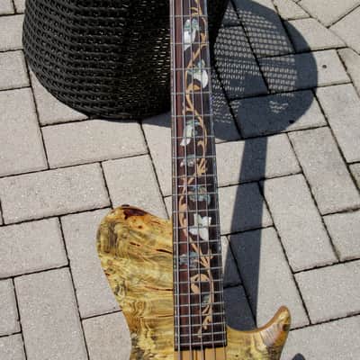 Warrior Isabella 5 string 20th Anniversary Bass 2015 - Very Special Ordered Buckeye Burl & Spalted Maple many factory photos of the build. image 8