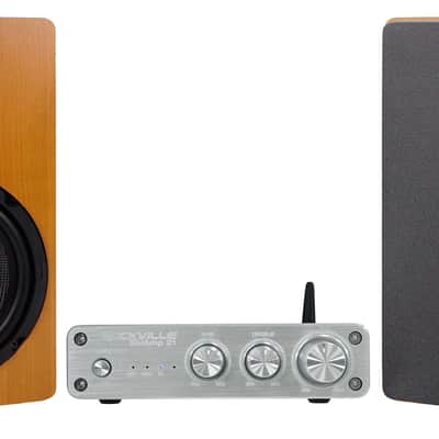 Rockville BLUAMP 21 Bluetooth Home Audio Receiver Amp+(2) 6.5" Wood Speakers image 1