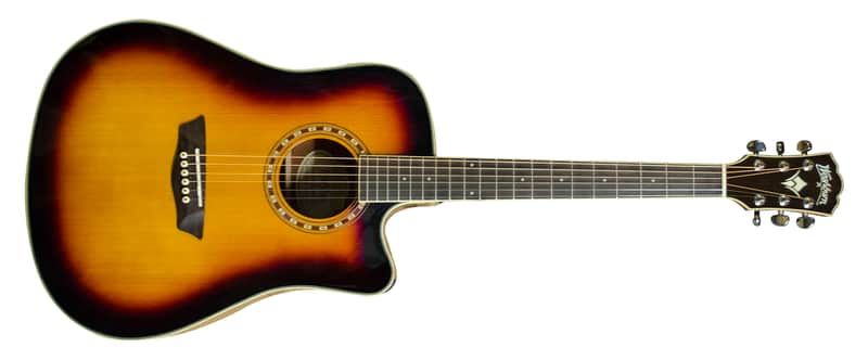 Washburn Heritage Series HD10SCETB Acoustic-Electric Cutaway Dreadnought Guitar Gloss Tobacco Sunburst image 2