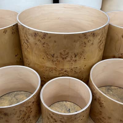 POPLAR MAPPA BURL exotic wood and Maple 7 pcs shell set - 5 ply core shells - Clear gloss polished BEST OFFERS ACCEPTED! image 5