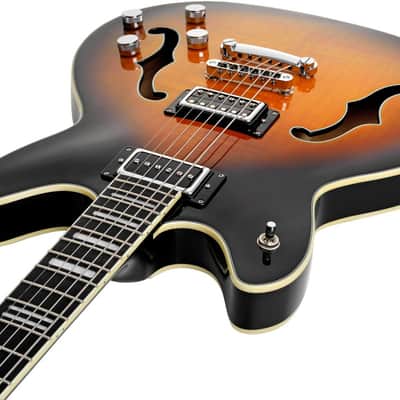 Hagstrom HSVIDLXBA18 Electric Guitar, Viking Baritone DLX, Tobacco Sunburst image 4