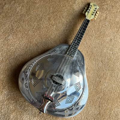 1937 National Style 3 Single Cone Mandolin w' Calton Flight Case Lilly of the Valley image 3