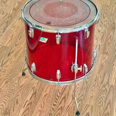 Vintage 70's Ludwig Vistalite 18" Floor Tom Red Acrylic for Drum Set Kit 1970's image 2