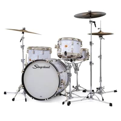 Slingerland Radio King 4pc Drum Set 20/12/14/14 White Marine Pearl image 2