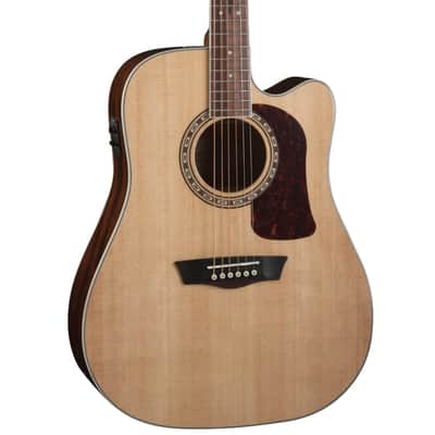 Washburn D10SCE Heritage 10 Series Dreadnought Cutaway Acoustic Electric Guitar. Natural image 5
