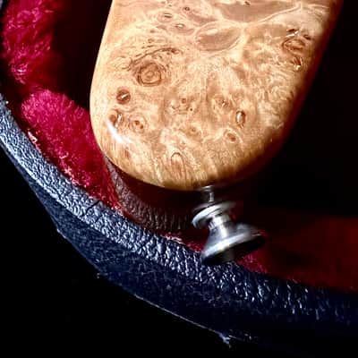 Moonstone FLAMING V flying v 1984 - Natural Paduak & maple burl image 15