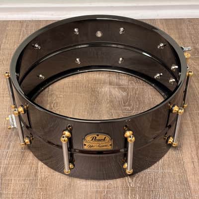Pearl SF1465 14x6.5" Steve Ferrone Signature Brass Snare Drum with Gold Hardware 2000s - Black Nickel Over Brass image 12