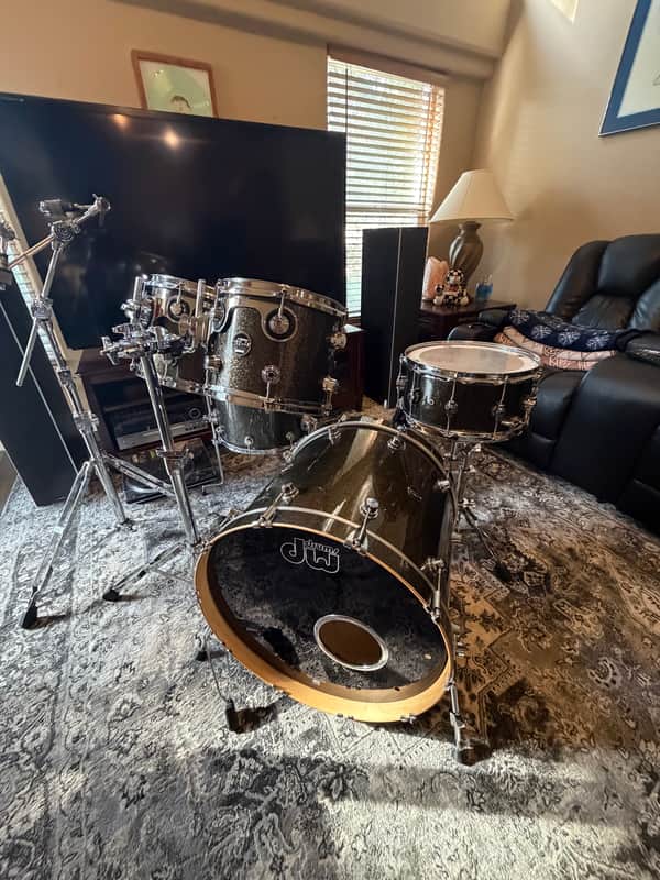DW Performance Series 5-Piece – Pewter Sparkle + DW 9000 Series Hardware image 1
